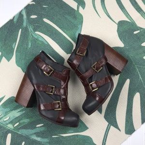 Jeffrey Campbell Stone Buckle chunky heel boots